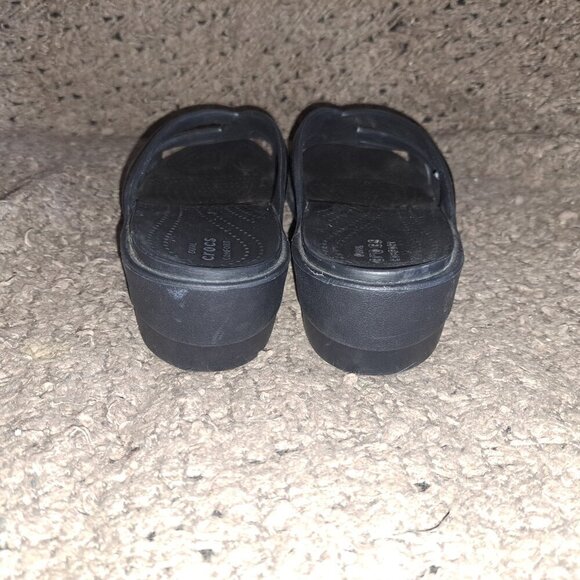 CROCS-Sanrah Metalblock Strappy Wedge Sandals-Black/Silver-Sz 10-NWOB - Picture 5 of 7